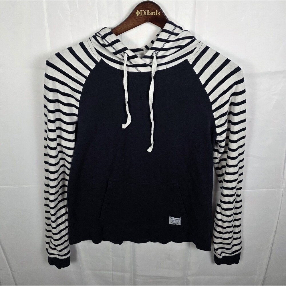 Orvis‎ Hoodie Women's Small Blue Striped Lightweight Pullover